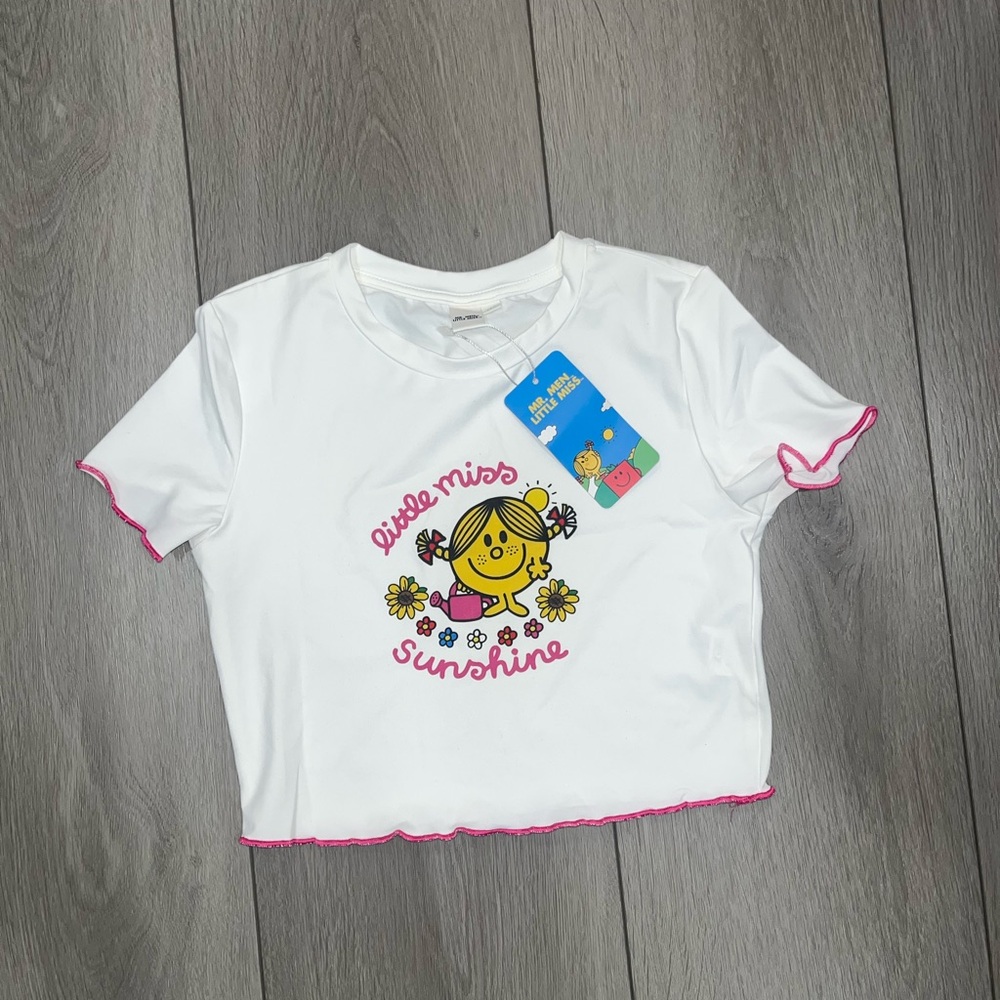 Little Miss Sunshine White Tee with Pink Trim